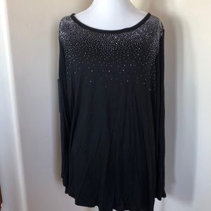 SALE!-Beautiful Black Long Sleeve INC Bling Top